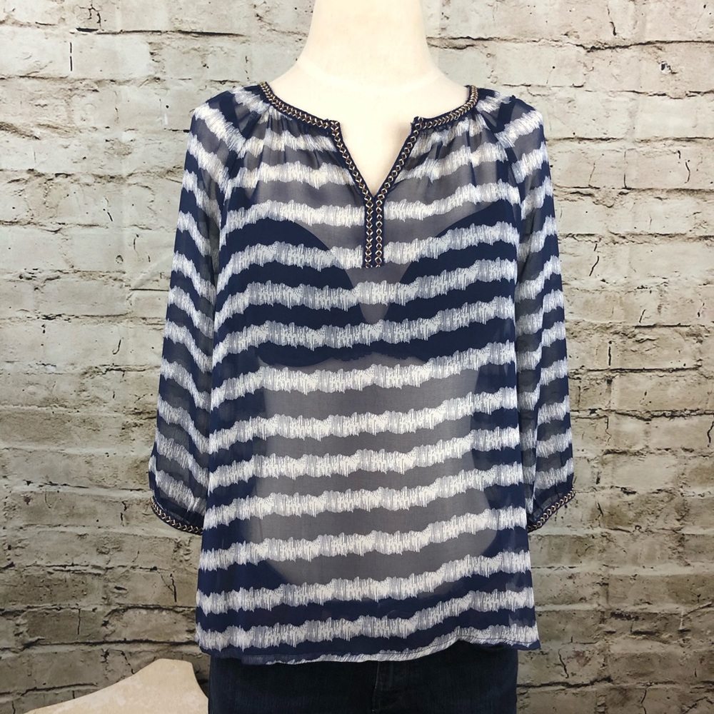 HEM & THREAD • Sheer Mid-Sleeve Top